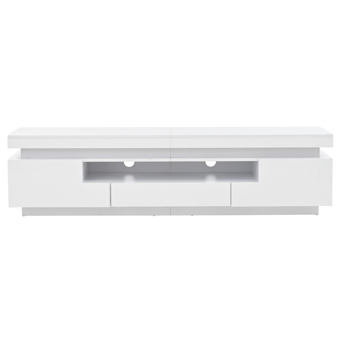 LOWBOARD 175/38/45 cm aus Spanplatte mit LED-Beleuchtung und Hochglanzfronten Weiß - Weiß, Holzwerkstoff (175/45/38cm) - Modenvie