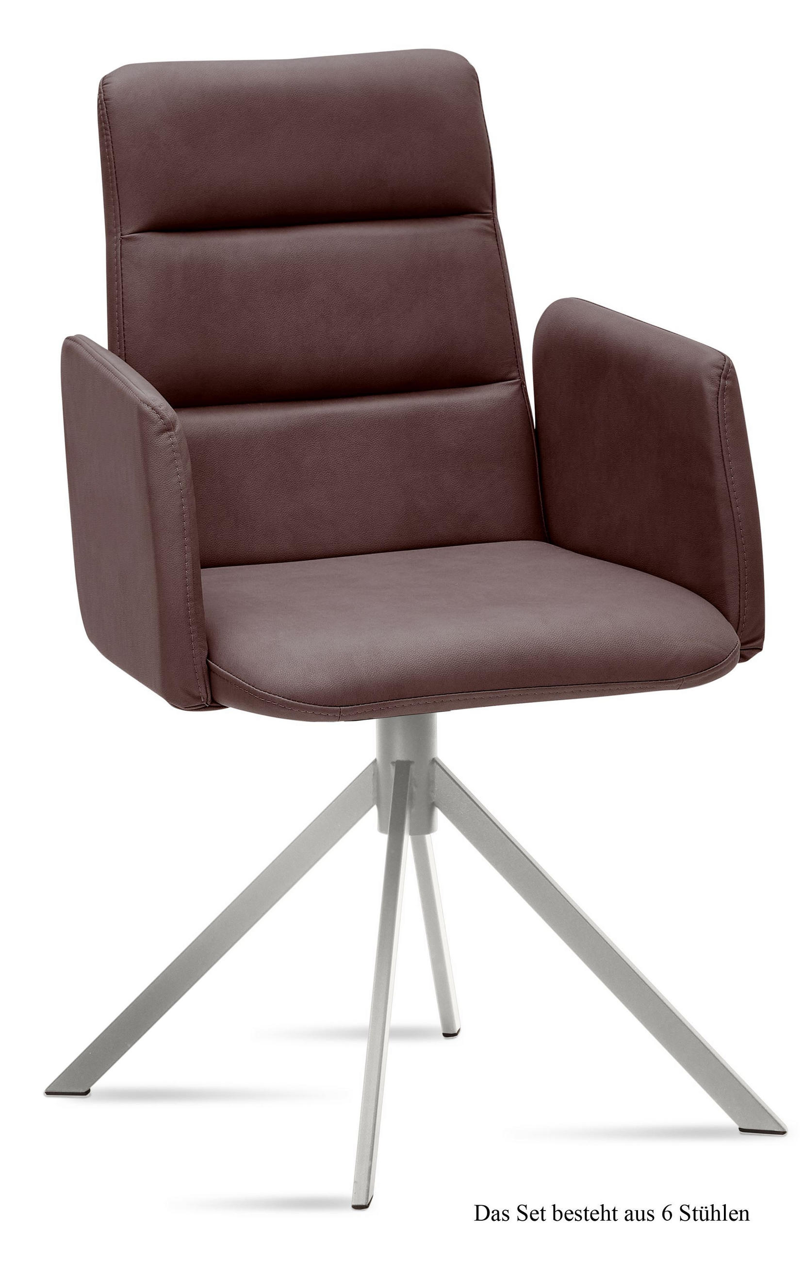 ARMLEHNSTUHL (6er-Set) Dorlen 52x92x60 Edelstahl/Braun - Edelstahlfarben/Braun, Kunststoff (60/92/52cm) - 58aufmkessel
