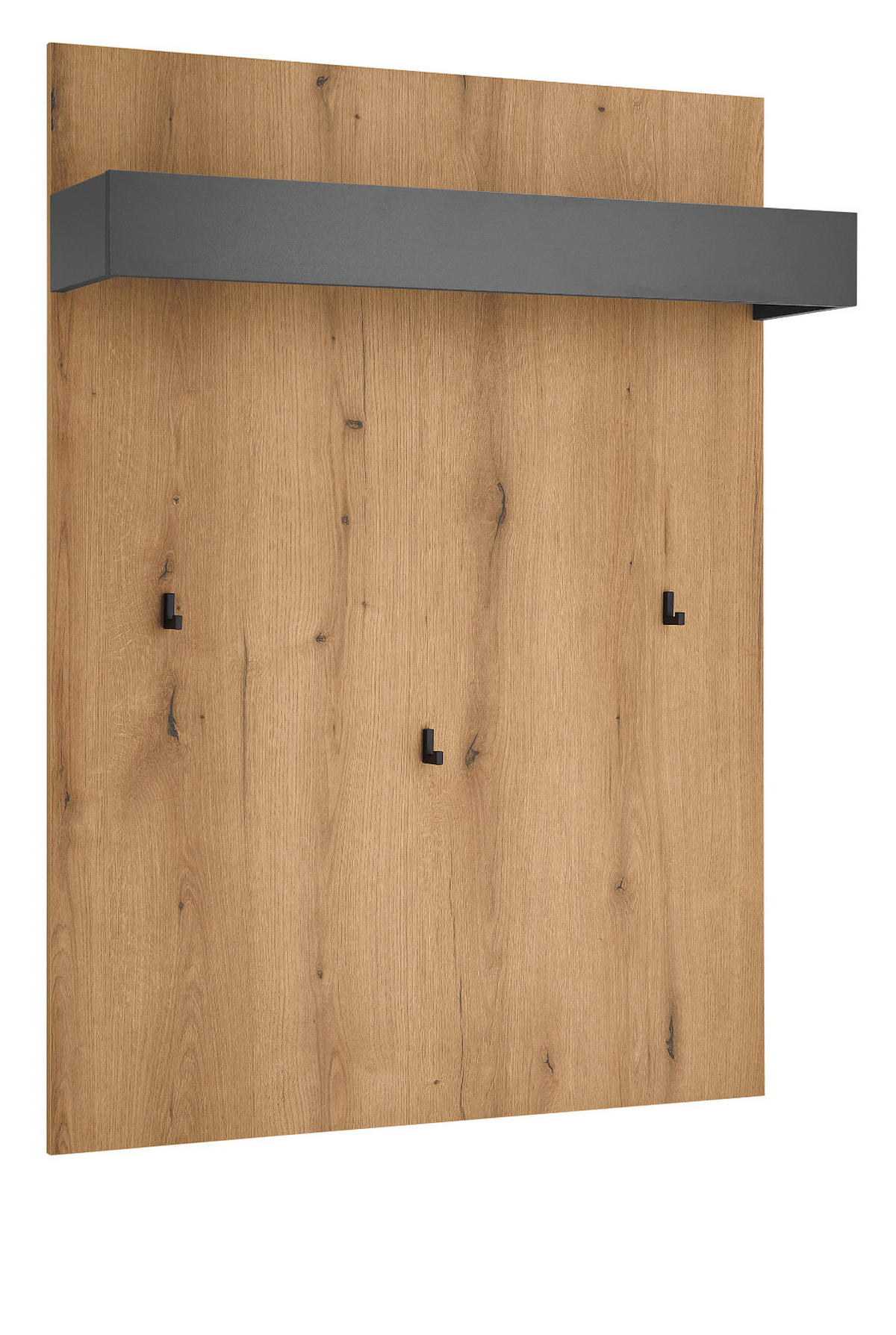 GARDEROBENPANEEL Evoke Eiche, grau 100 x 135 cm, Wandgarderobe mit Kleiderstange - Eichefarben/Grau, Holzwerkstoff/Metall (100/135/25cm) - Furn.Design