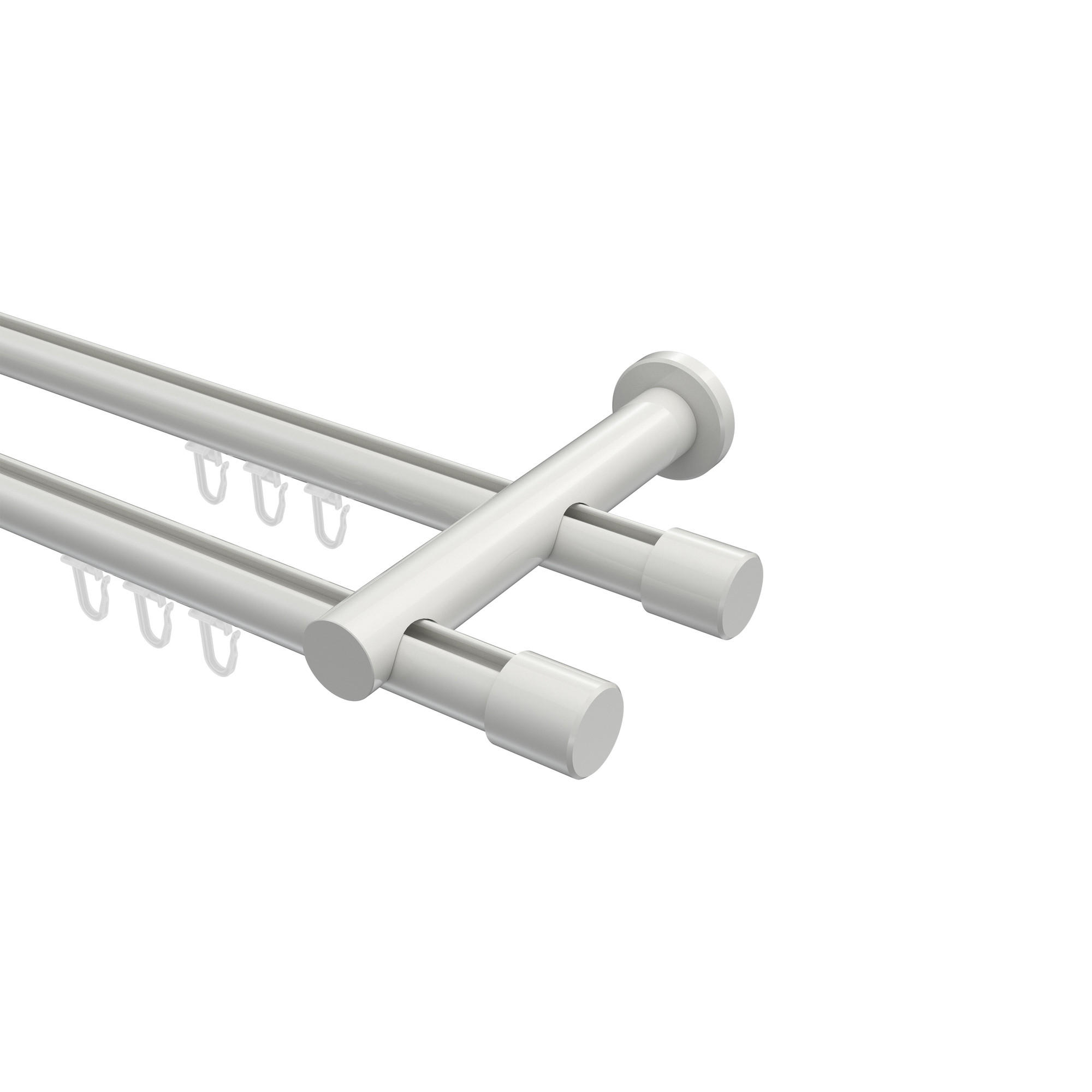 INNENLAUF-GARDINENSTANGEN-SET Platon Santo 420 cm (geteilt in 3 x 140 cm), 2-läufig, 20 mm Ø Weiß - Weiß, Metall (420cm) - INTERDECO