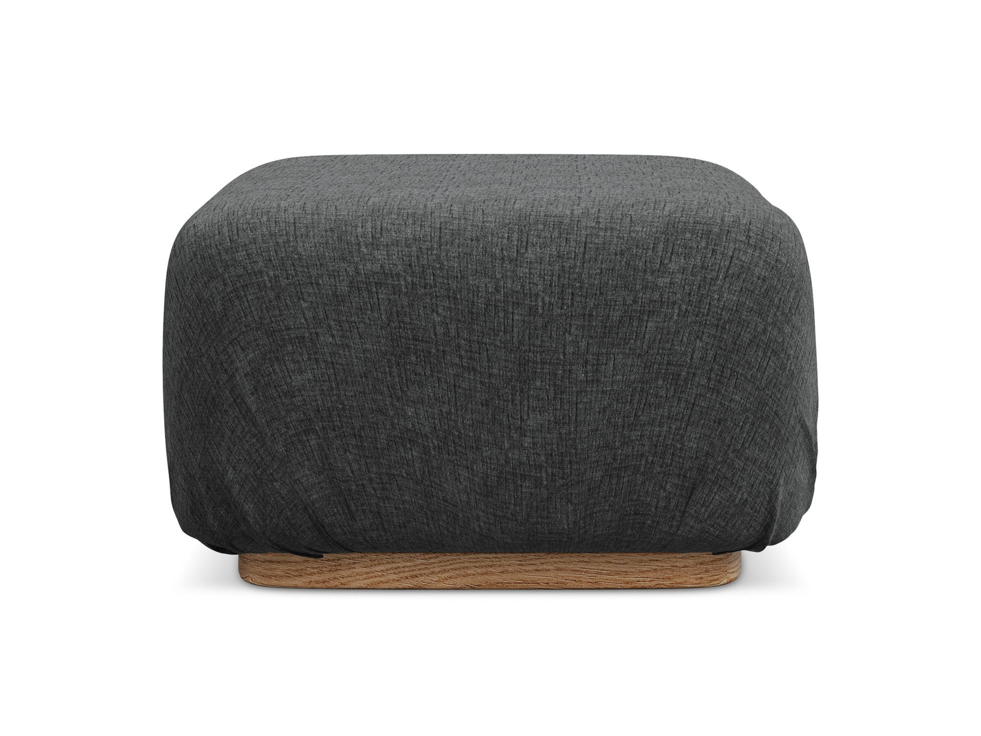 POUF Chenille Stoff Grau - Dunkelgrau/Braun, Holz/Textil (83/95/41cm) - Makamii