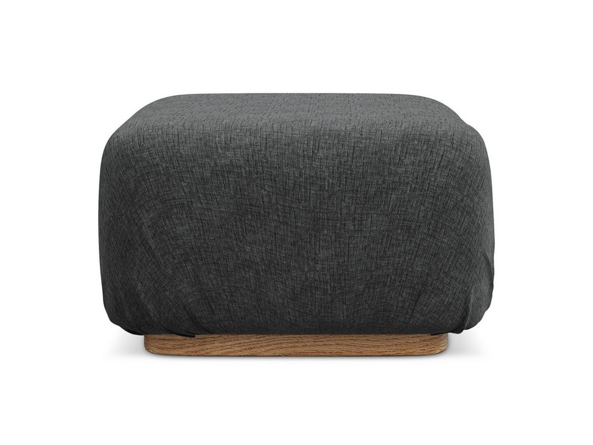 POUF Chenille Stoff Grau - Dunkelgrau/Braun, Holz/Textil (83/95/41cm) - Makamii
