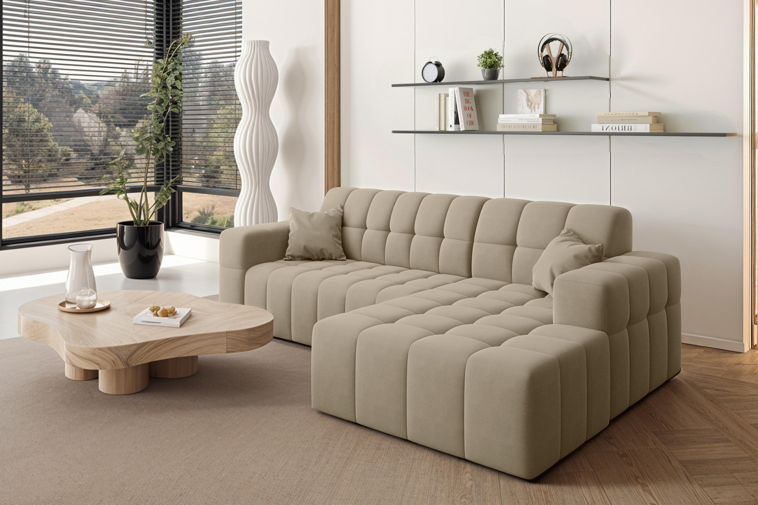 Thumbnail - Kaiser Möbel Ecksofa, Beige, Textil, 4-Sitzer, L-Form, Ottomane links, Ottomane rechts,L-Form, 265x168 cm, Wohnzimmer, S...