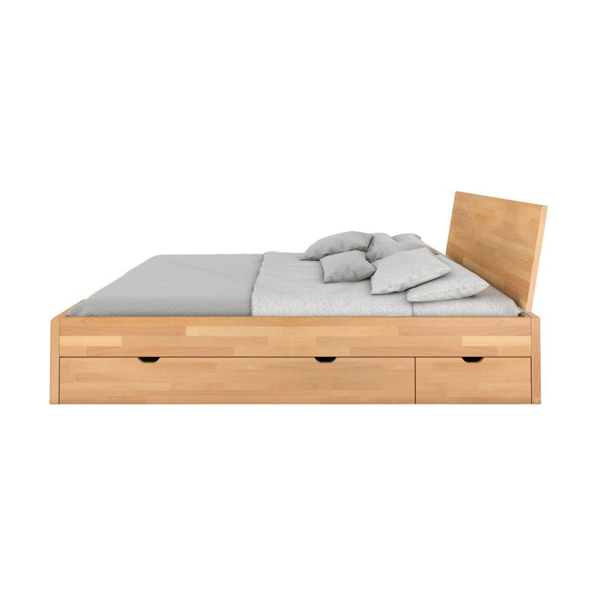 MASSIVHOLZBETT Hessler mit Schubladen, Buche - lackiert, Naturfarben, 180x200 - Buchefarben, Holz/Buchenholz (180/200cm) - Visby