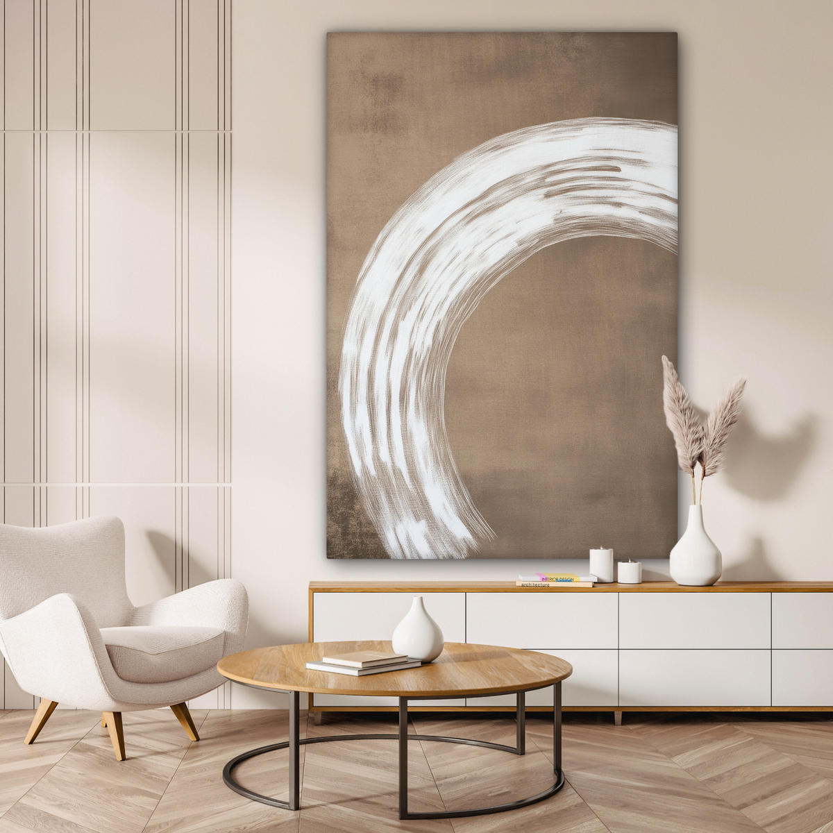 LEINWANDBILD Farbe - Braun - Japandi 90x140 cm - Kupferfarben, Textil (90/140cm) - MuchoWow