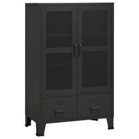 HIGHBOARD mit 2 Schubladen und 2 Maschengitter-Türen, 70/40/115 cm, aus Metall, Schwarz, im Industriestil - Schwarz, Metall (70/115/40cm) - vidaXL