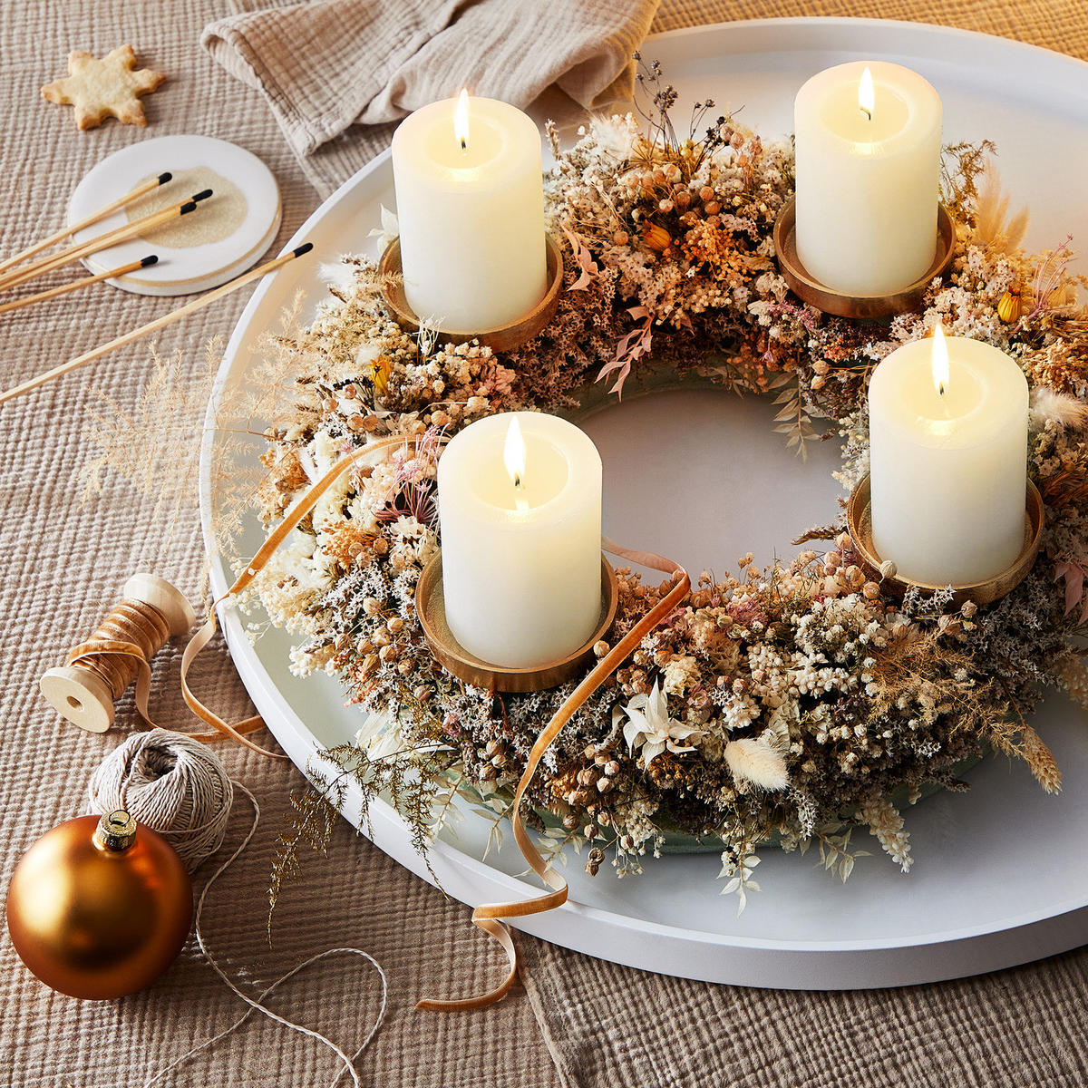 KERZENPICK (4er-Set) Advent - Messingfarben, Metall (8/6/8cm) - Butlers