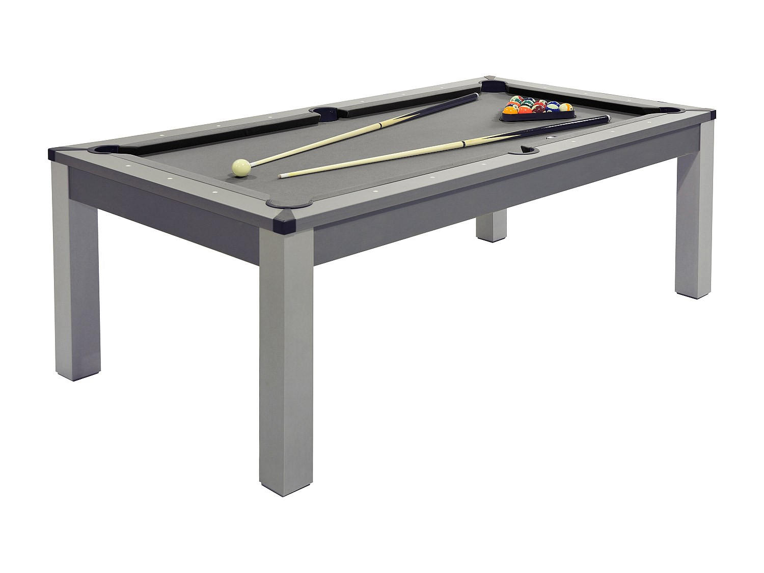 MULTIFUNKTIONSTISCH Billard & Tischtennis - 213 x 112 x 81,5 cm - Grau - BALTHAZAR - Grau, Holz (213.4/111.8cm) - Vente-Unique