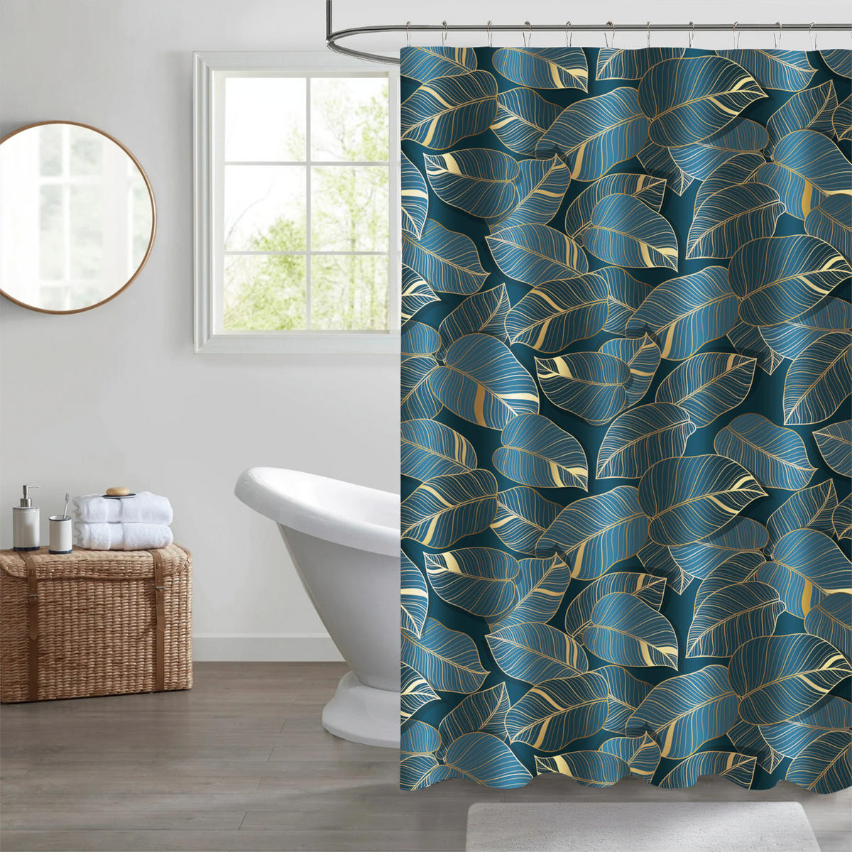 DUSCHVORHANG Monstera 180 x 200 cm - Grün, Textil (180/200cm) - Sanilo
