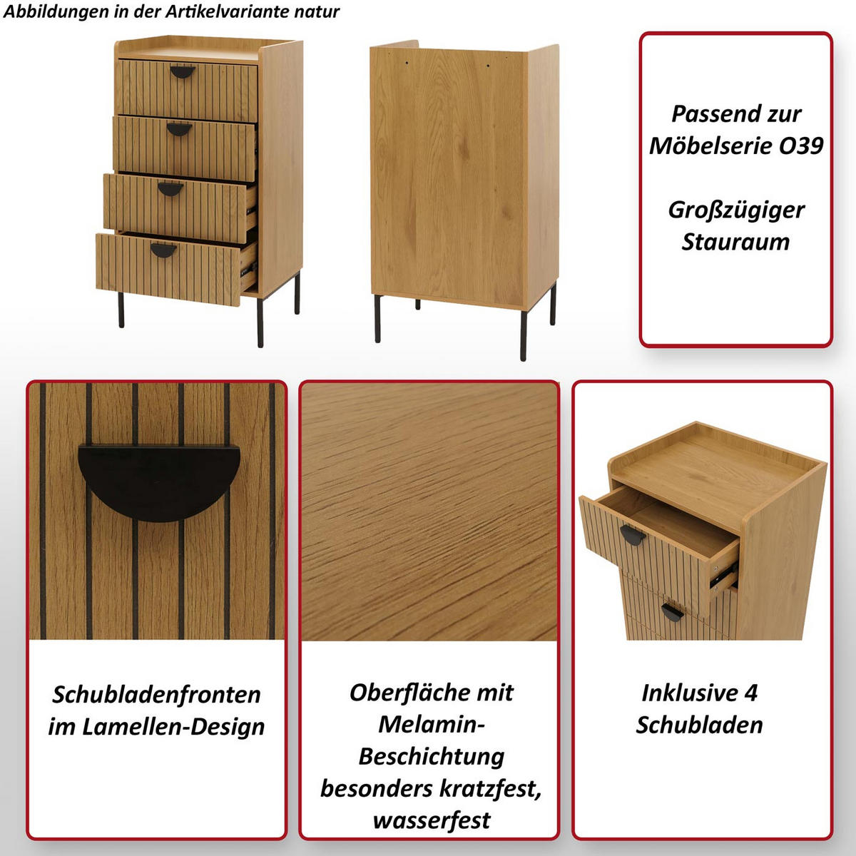 KOMODA Černá - černá, dřevo (50/95/42cm) - MCW