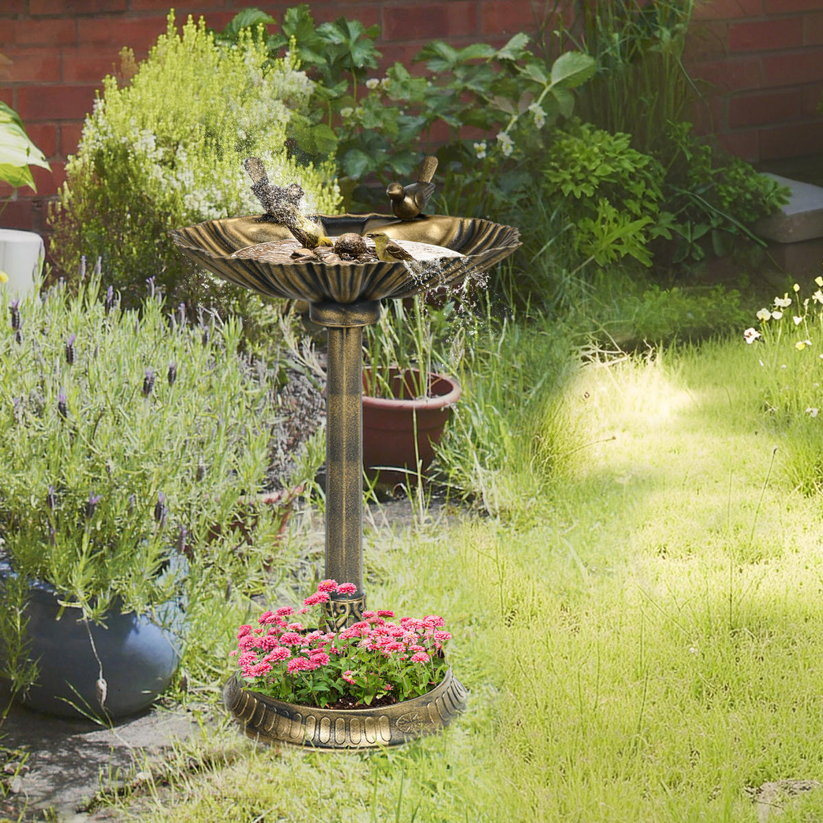 VOGELTRÄNKE Stehend - Bronzefarben, Kunststoff (38/81/49.5cm) - Outsunny