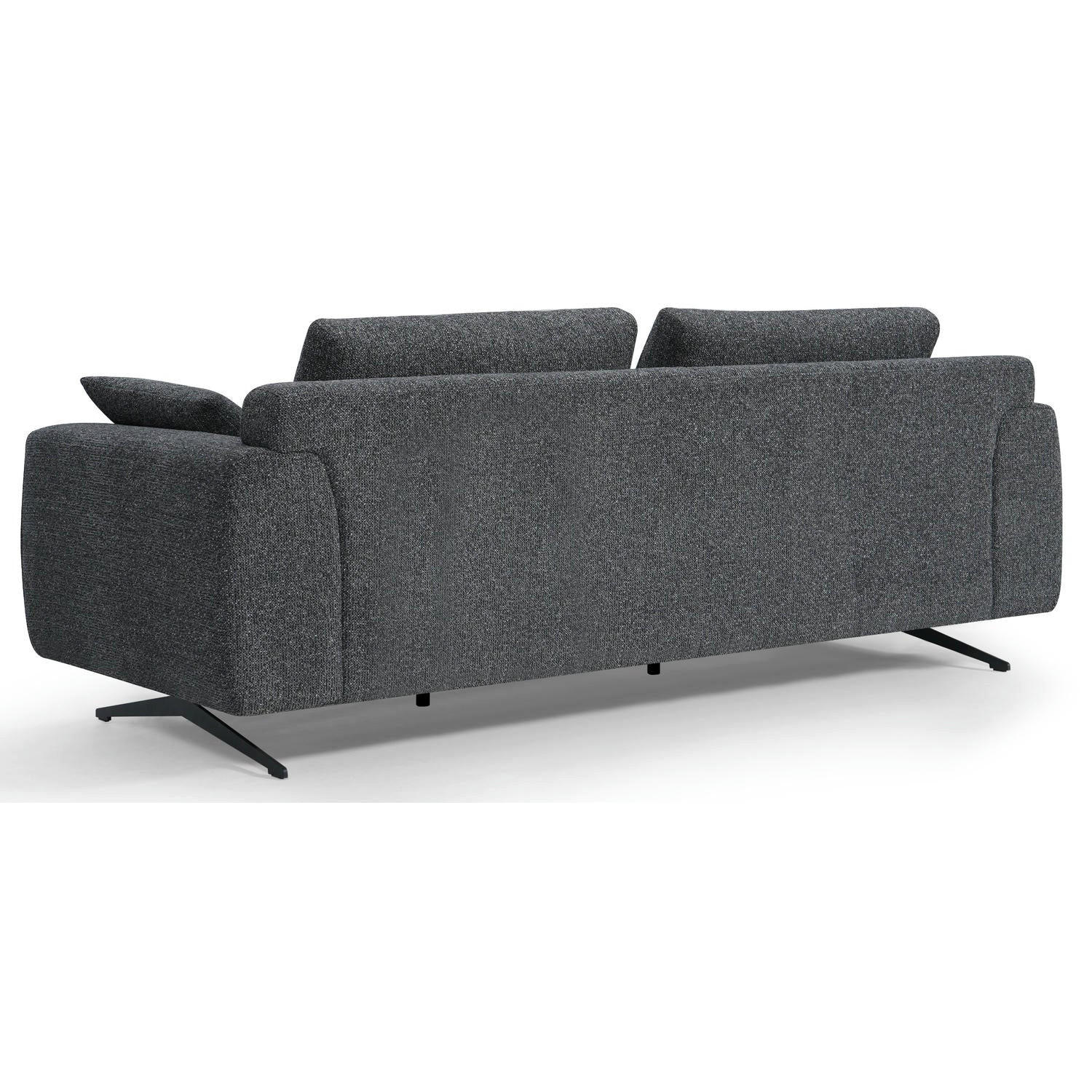 ZWEISITZER-SOFA Webstoff Grau - Schwarz/Grau, Textil/Metall (176/84/92cm) - Furnhouse