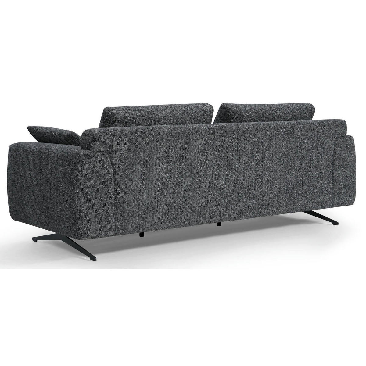 ZWEISITZER-SOFA Webstoff Grau - Schwarz/Grau, Textil/Metall (176/84/92cm) - Furnhouse