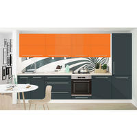 KÜCHENLEERBLOCK Brerra Granitgrau & Pastellorange Hochglanz / Weiß Matt 10-teilig - Orange/Grau, Holzwerkstoff/Metall (340/207/60cm) - Feldmann-Wohnen