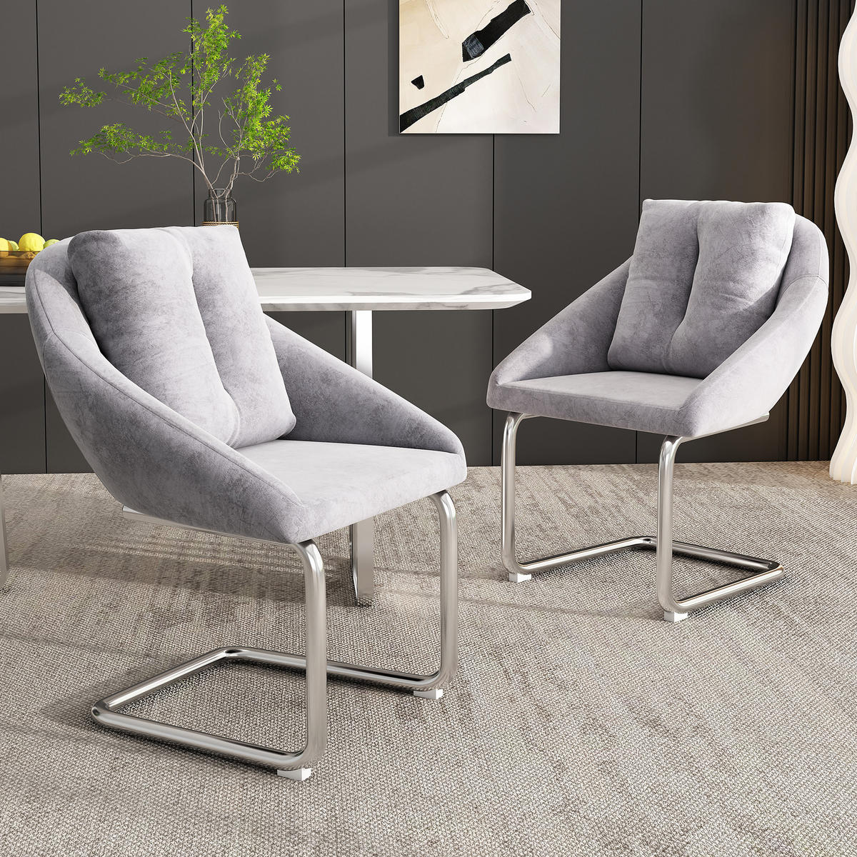 SCHWINGSTUHL DE-35649 2er-Set mit Samtpolsterung Grau - Grau, Metall (59/82/65cm) - ComfortXL