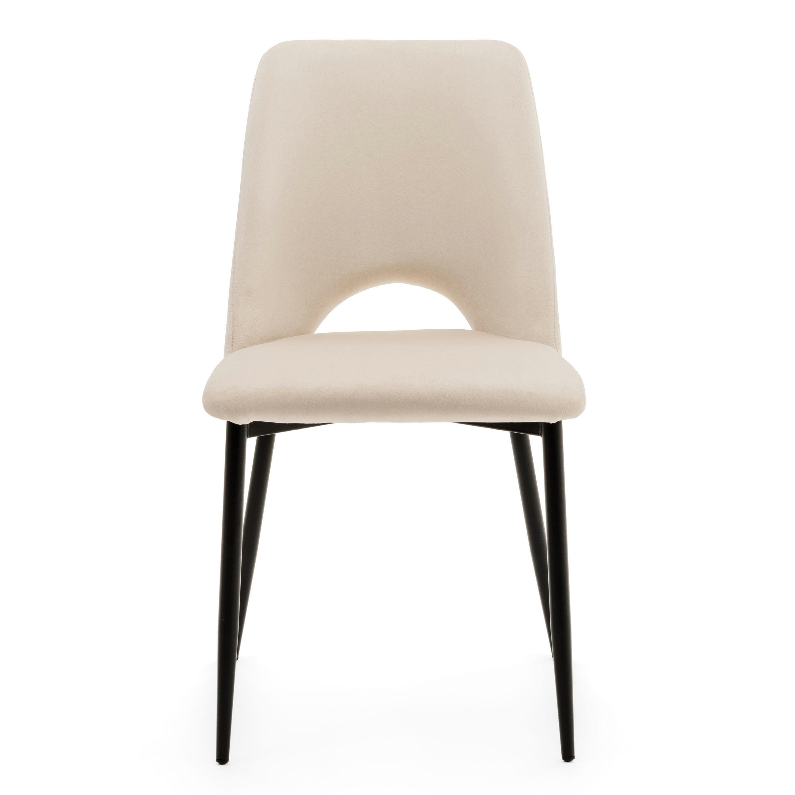 STUHL ORO gepolsterter mit Steppung - beige - Samt Velour - Beige/Schwarz, Textil/Metall (47/91/55cm) - NEW HOME
