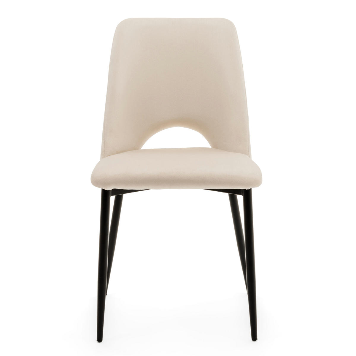 STUHL ORO gepolsterter mit Steppung - beige - Samt Velour - Beige/Schwarz, Textil/Metall (47/91/55cm) - NEW HOME