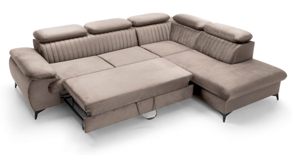 ECKSOFA 275 cm mit verstellbaren Kopfstützen Xanto L, Rechts, Hellbraun - Hellbraun, Holz (221/275cm) - Emporius
