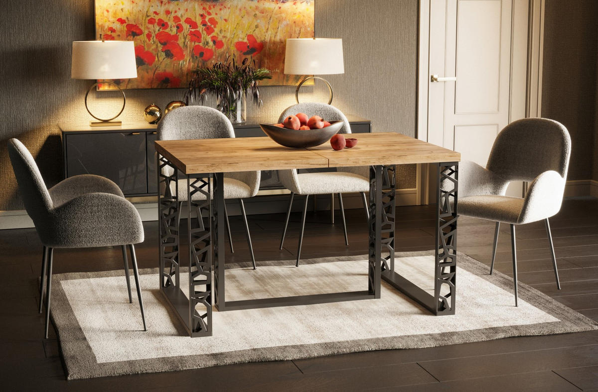 ESSTISCH Ewerest ausziehbar bis 330 cm - Eiche Bianco, Holzwerkstoff (130/80/76cm) - Endo-Moebel