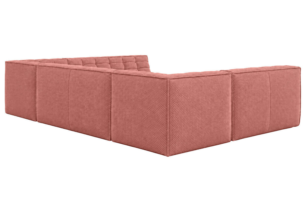 ROHOVÁ SEDAČKA U XL modulární ve tvaru U, plyšová tkanina Pop, Růžová, LAZY U XL - růžová, dřevo (346/76/253cm) - Kaiser Möbel