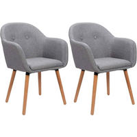 ESSZIMMERSTUHL 2 Stück Polsterstuhl Sessel, Leinen - Hellgrau/Naturfarben, Holz/Textil (50/82/42cm) - Woltu