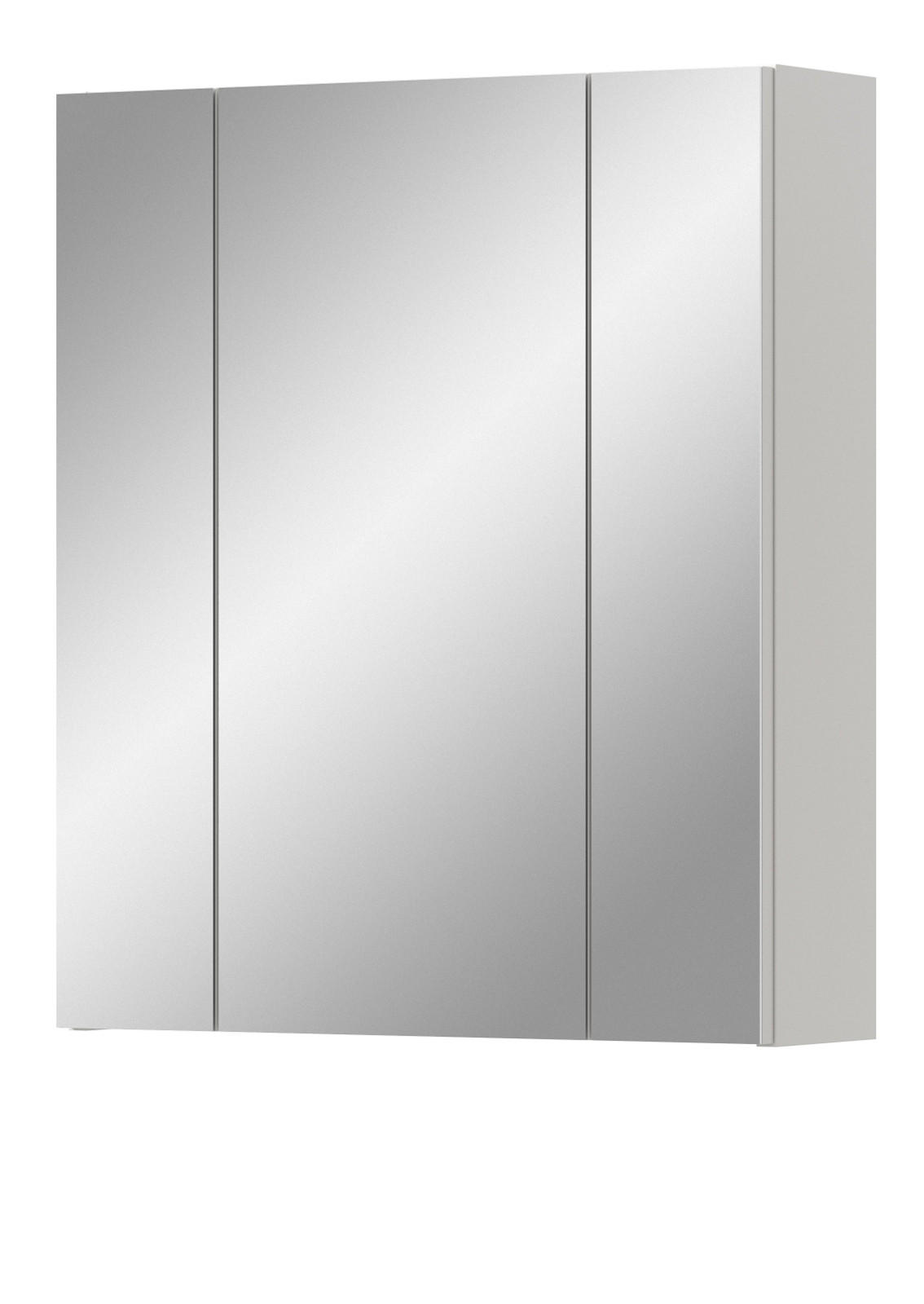 Inn.Furn Spiegelschrank Weiß Hochglanz, Grau 60x70x18 cm