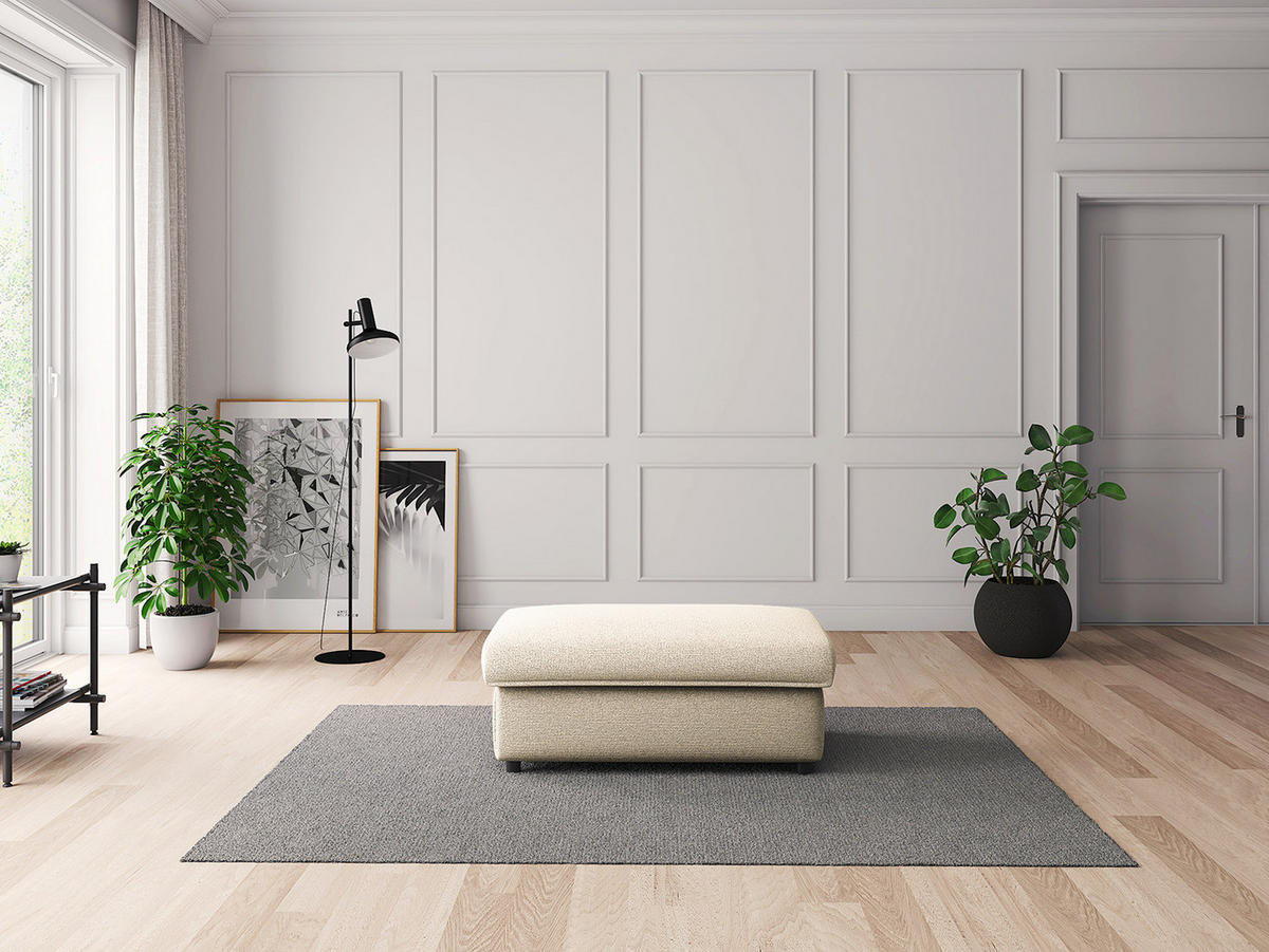 POLSTERHOCKER - Creme/Schwarz, Kunststoff/Textil (100/44/60cm) - home24