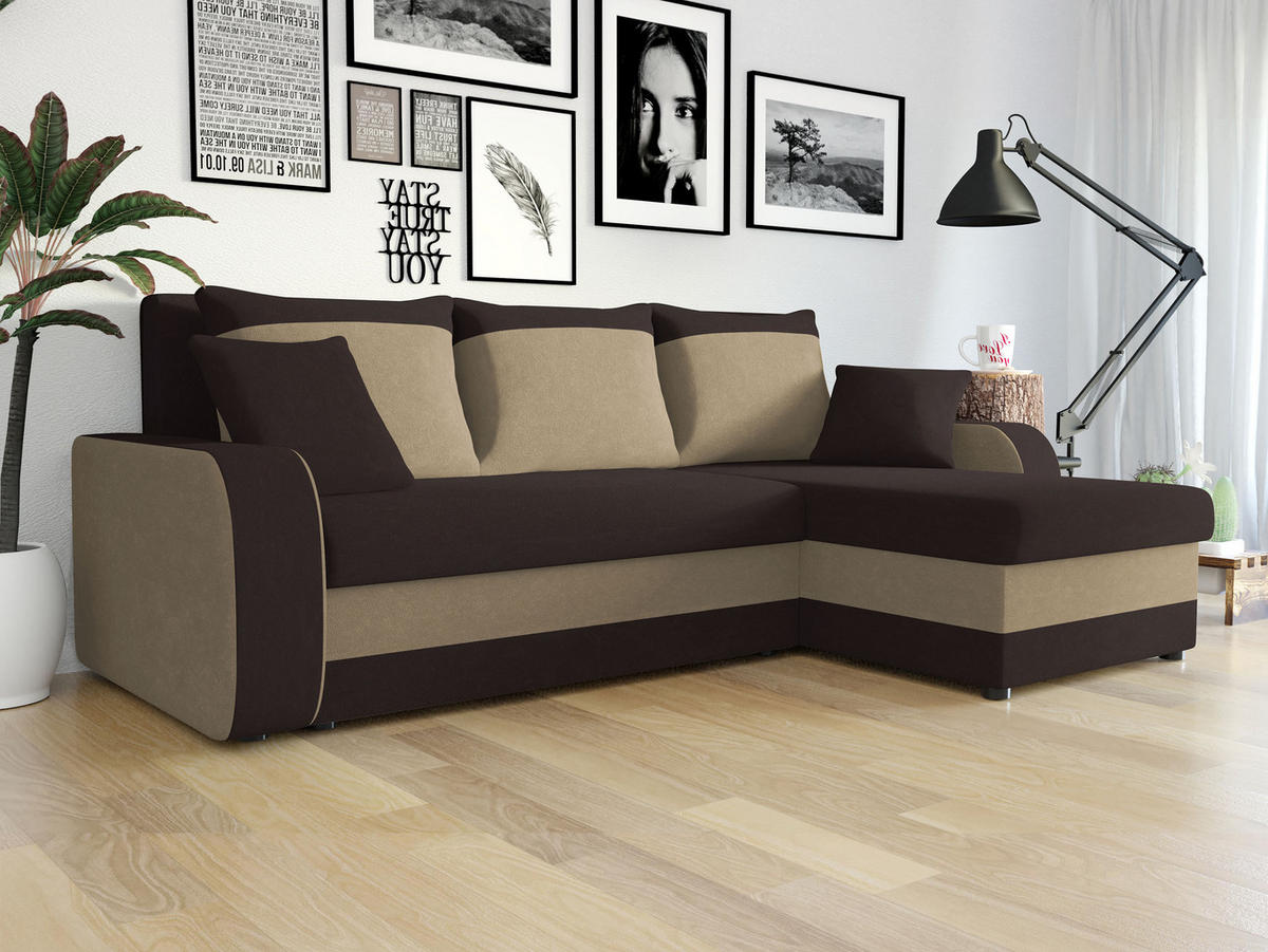 ECKSOFA Kris - Schwarz/Braun, Holz/Kunststoff (238/147cm) - MIRJAN24
