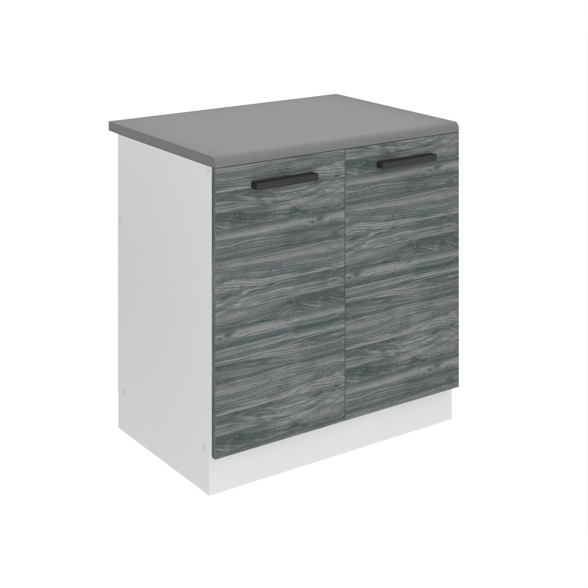 SPÜLENUNTERSCHRANK 80 cm SDZ, mit Arbeitsplatte, mit 2 Türen, Glamour Wood - Hellgrau, Holz (80/85/51.6cm) - B BELINI GROUP