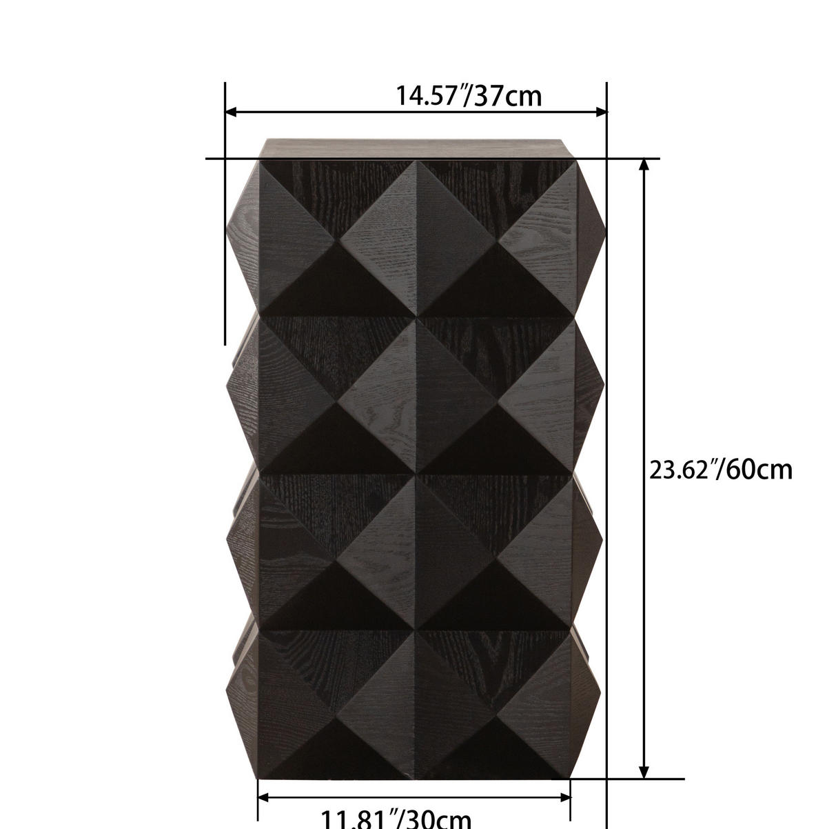 ODKLÁDACÍ stolek ze dřeva a MDF, výška 60 cm černý, s reliéfním dekorem - černá, kompozitní dřevo (37/37/60cm) - BEAOK