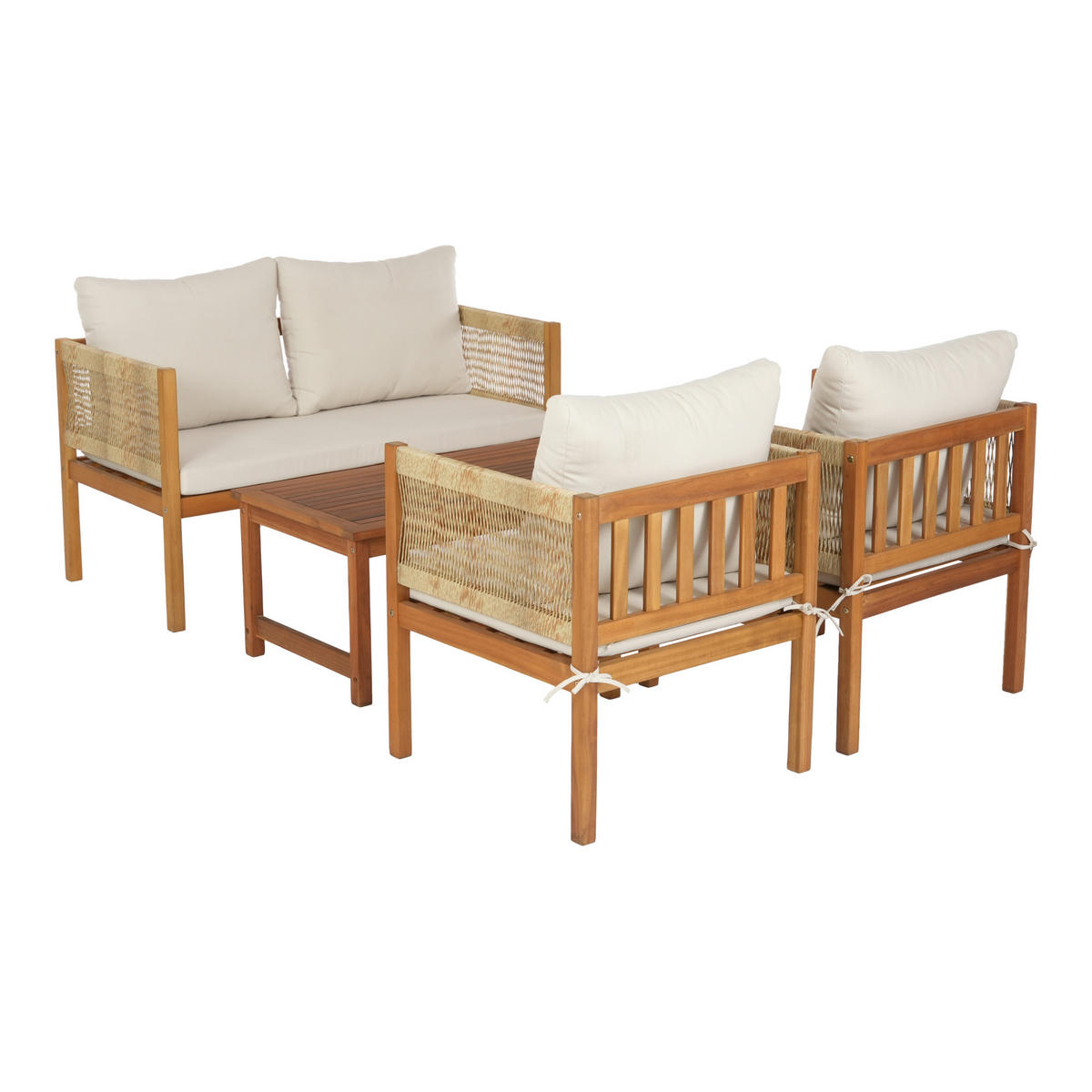 GARTENMÖBEL-SET 4 TLG. Cannole - Beige/Akaziefarben, Holz/Textil - casa.pro