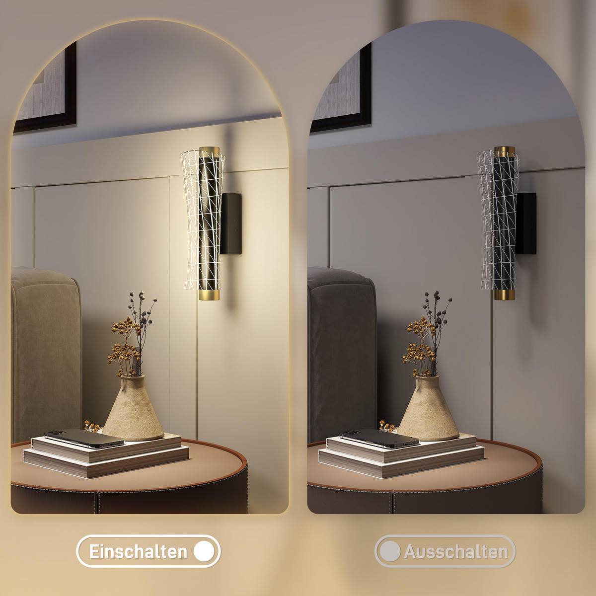 WANDLEUCHTE 2er Set Metall Acryl Schwarz - Schwarz, Metall (11/10.5/30.7cm) - HOMCOM