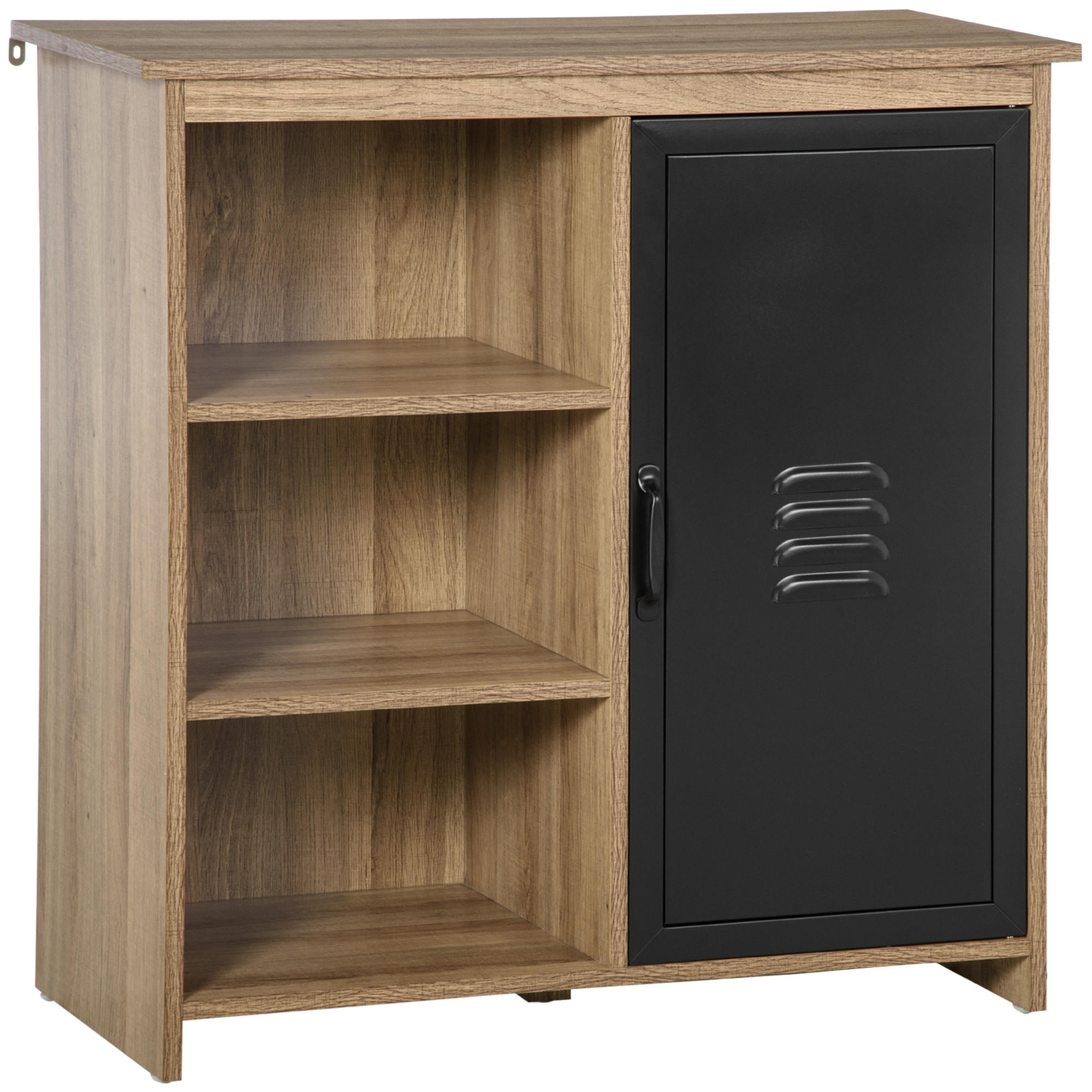 SIDEBOARD Holzfarben und Schwarz 80/35/82 cm - Schwarz, Holz (80/82/35cm) - PANGIVO