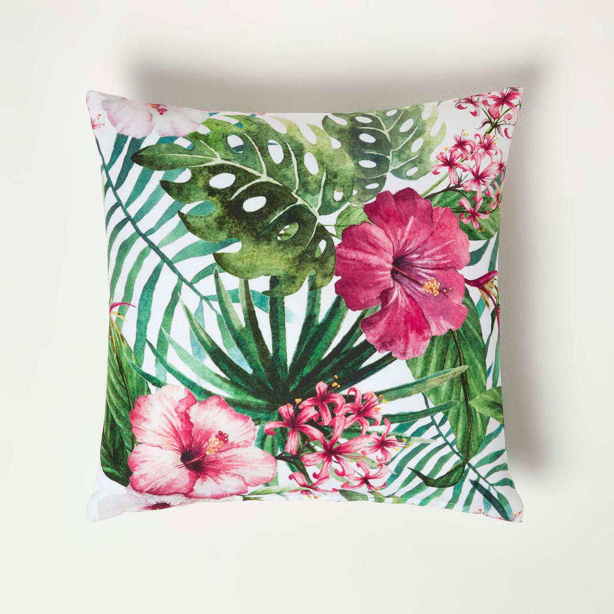 OUTDOOR-KISSEN 2er-Set 45/45 cm – Hibiskus-Blüten - Multicolor, Textil (45/45cm) - Homescapes
