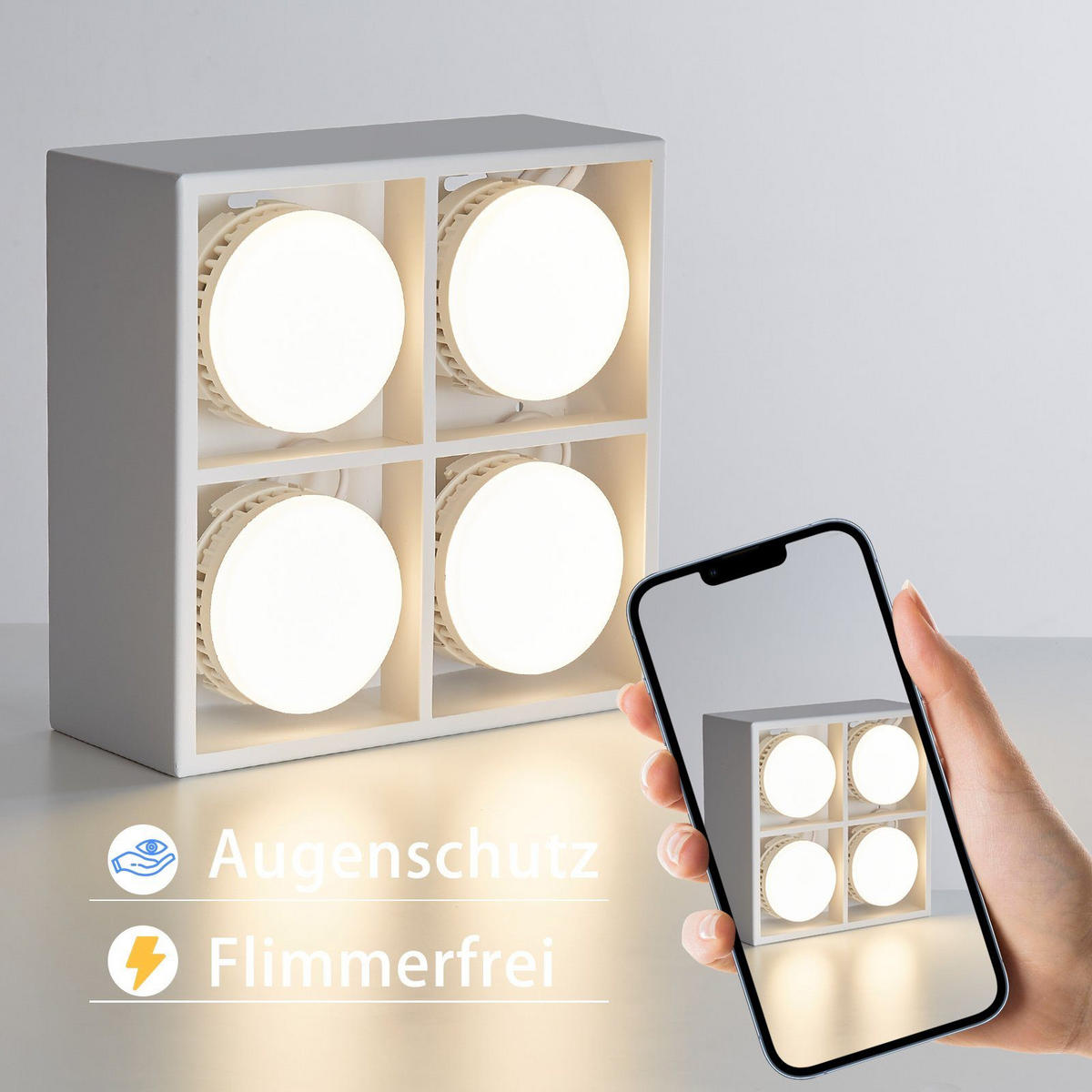 LED-DECKENLEUCHTE Harmonie 4-flammig 20/20/9 cm - Weiß, Metall (20/20/9cm) - Nettlife