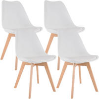STUHL 4er Set Kunststoff weiß - Eukalyptusholzfarben/Weiß, Holz/Kunststoff (49/83/50cm) - CLP