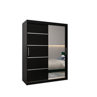 SCHWEBETÜRENSCHRANK 200/150/62 2-türig - Silberfarben/Schwarz, Holz/Kunststoff (150/200/62cm) - MÖBEL KRYSPOL