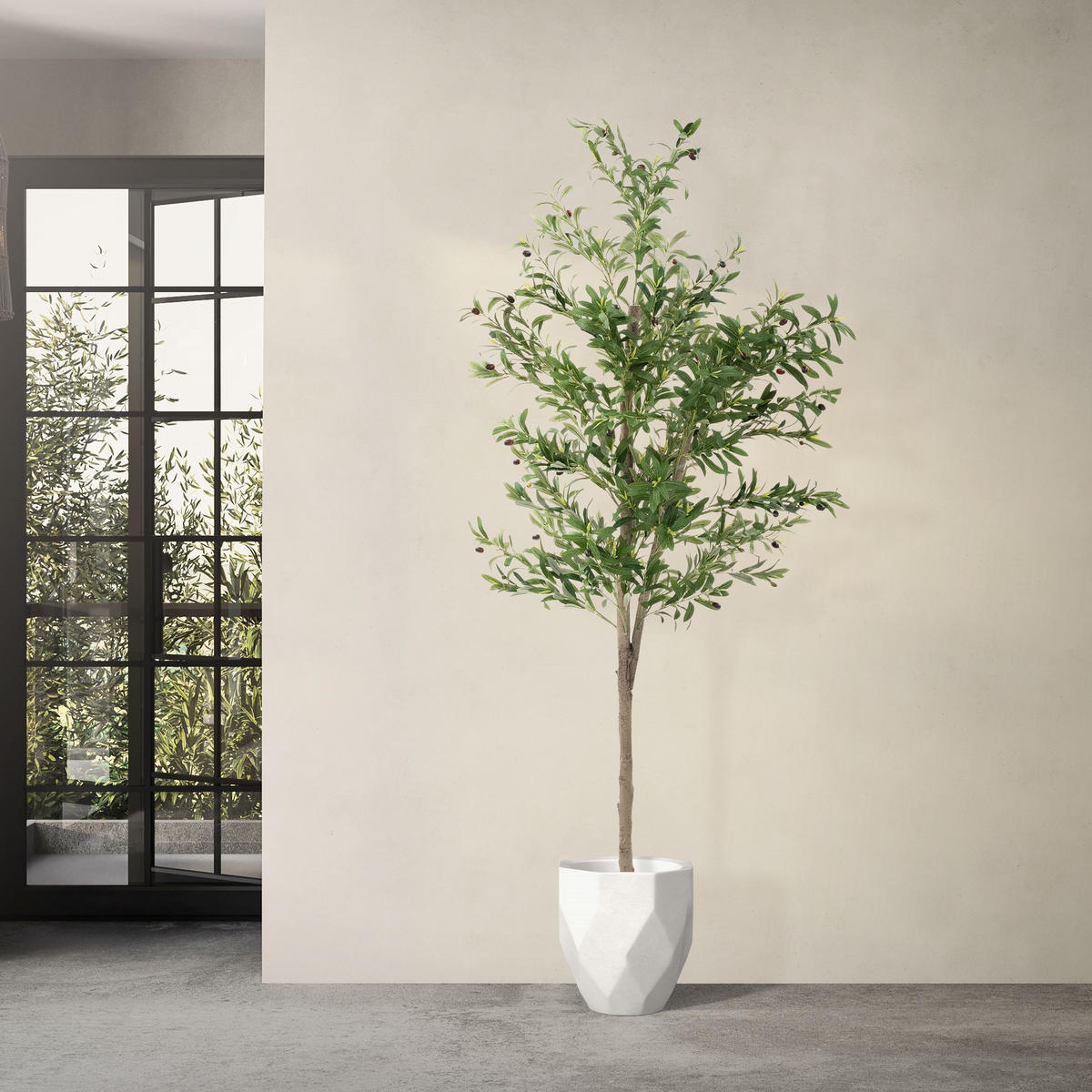 KUNSTPFLANZE Olive - Anthrazit/Grün, Holz/Kunststoff (210cm) - ML-DESIGN