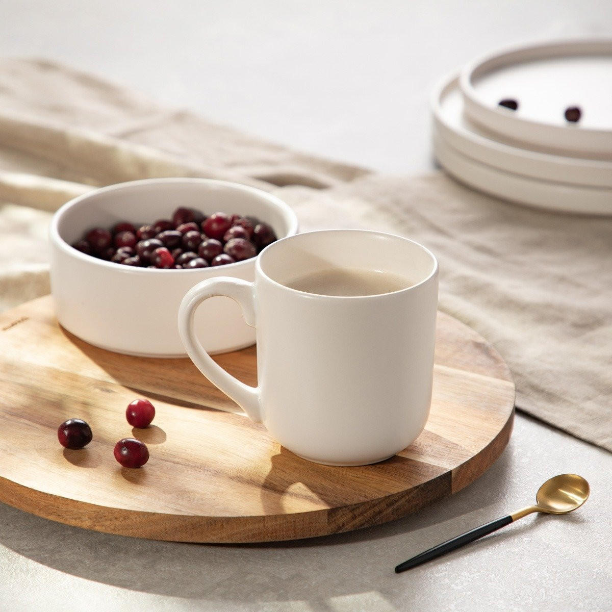 BECHER Famelio weiß 0,4 l 6er-Set - Weiß, Keramik (0.4L) - Homla