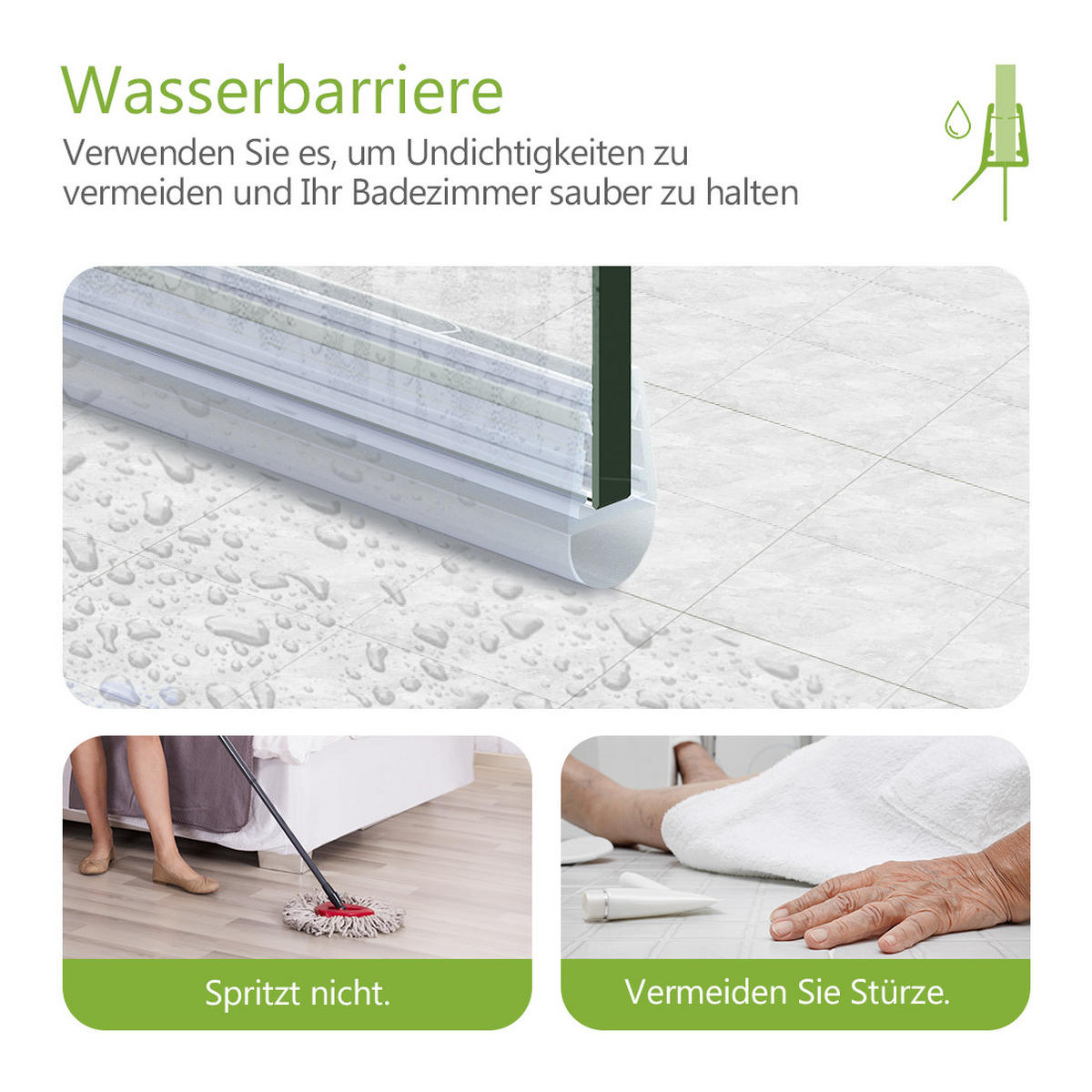 DUSCHDICHTUNG 100 cm für Duschtüren 7–8 mm transparent zuschneidbar - Transparent, Kunststoff (100/2cm) - S'AFIELINA