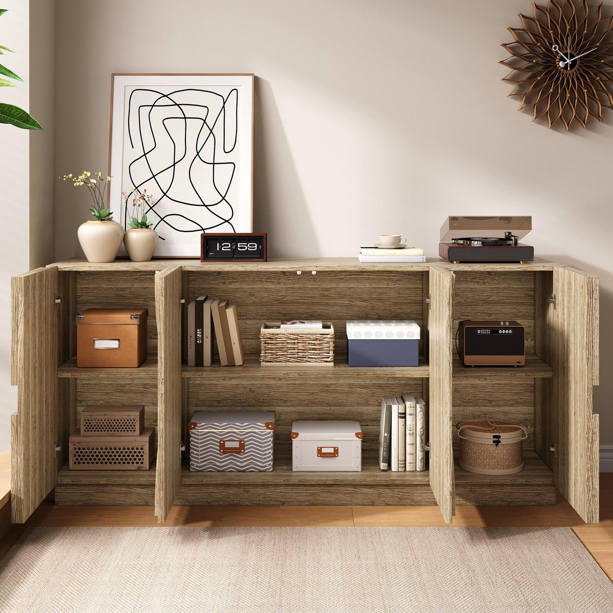 SIDEBOARD Holzoptik Regale Stauraum modern - Naturfarben, Holzwerkstoff (40/80/160cm) - FLIEKS