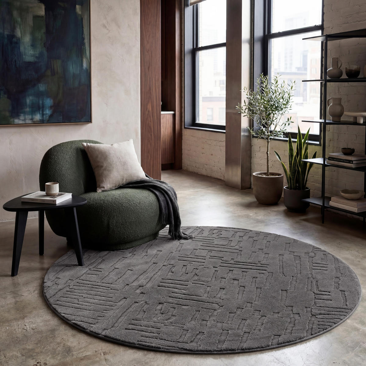 HOCHFLORTEPPICH 120/120 cm Tokio 476 - Anthrazit, Textil (120/120cm) - Paco Home
