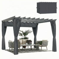 PERGOLA ca. 3,6x3 m Garten Pavillon Terrassenüberdachung aus Aluminium Gartenpavillon mit verstellbares Dach Dunkelgrau - Dunkelgrau, Metall (357/225/293cm)