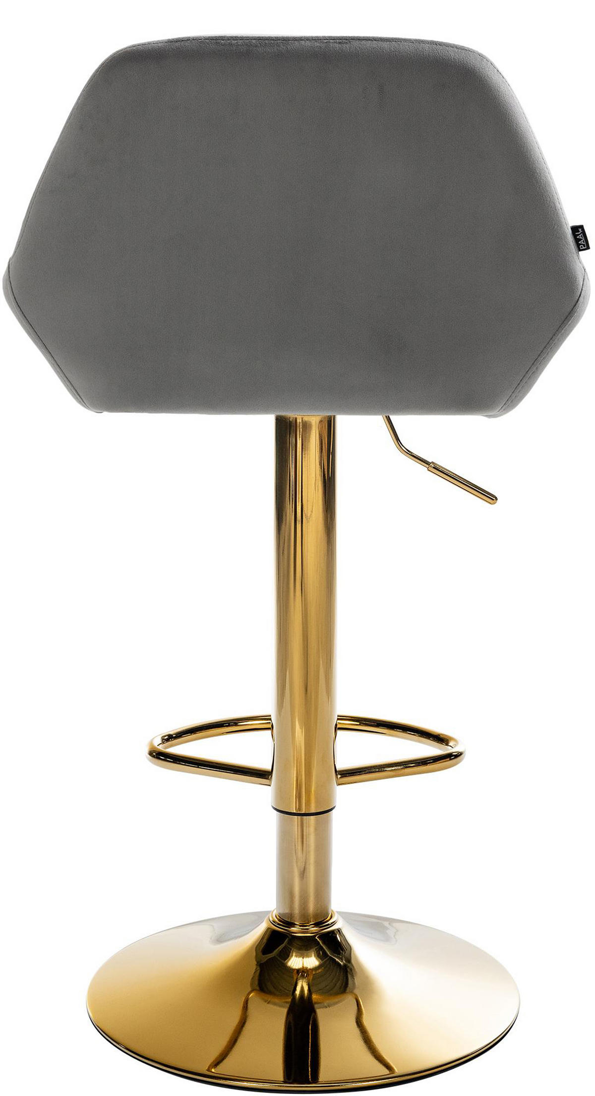 BARHOCKER 2er Set Prag Gold Samt grau - Goldfarben/Grau, Textil/Metall (51/109/52cm) - TPFLiving
