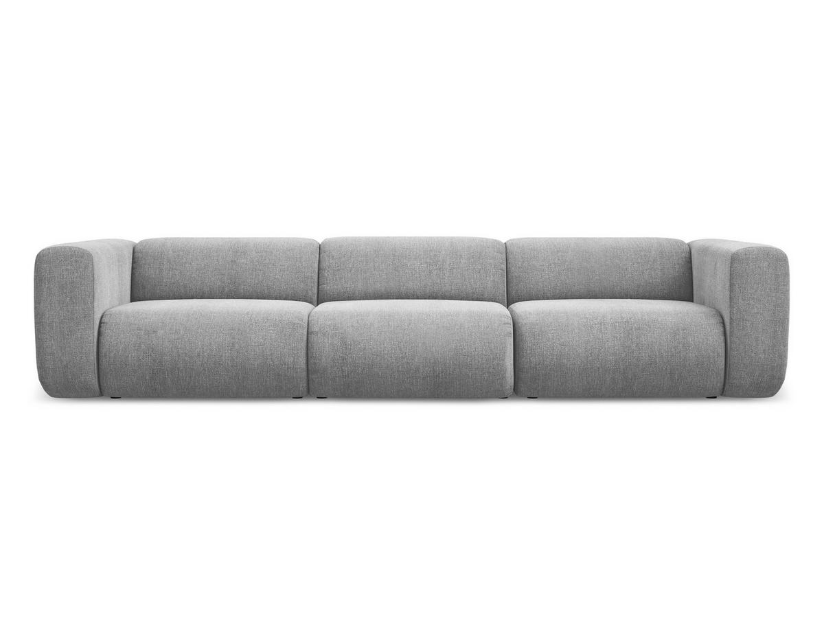 4-SITZER-SOFA Chenille Stoff Grau - Hellgrau/Schwarz, Kunststoff/Textil (319/70/89cm) - Makamii