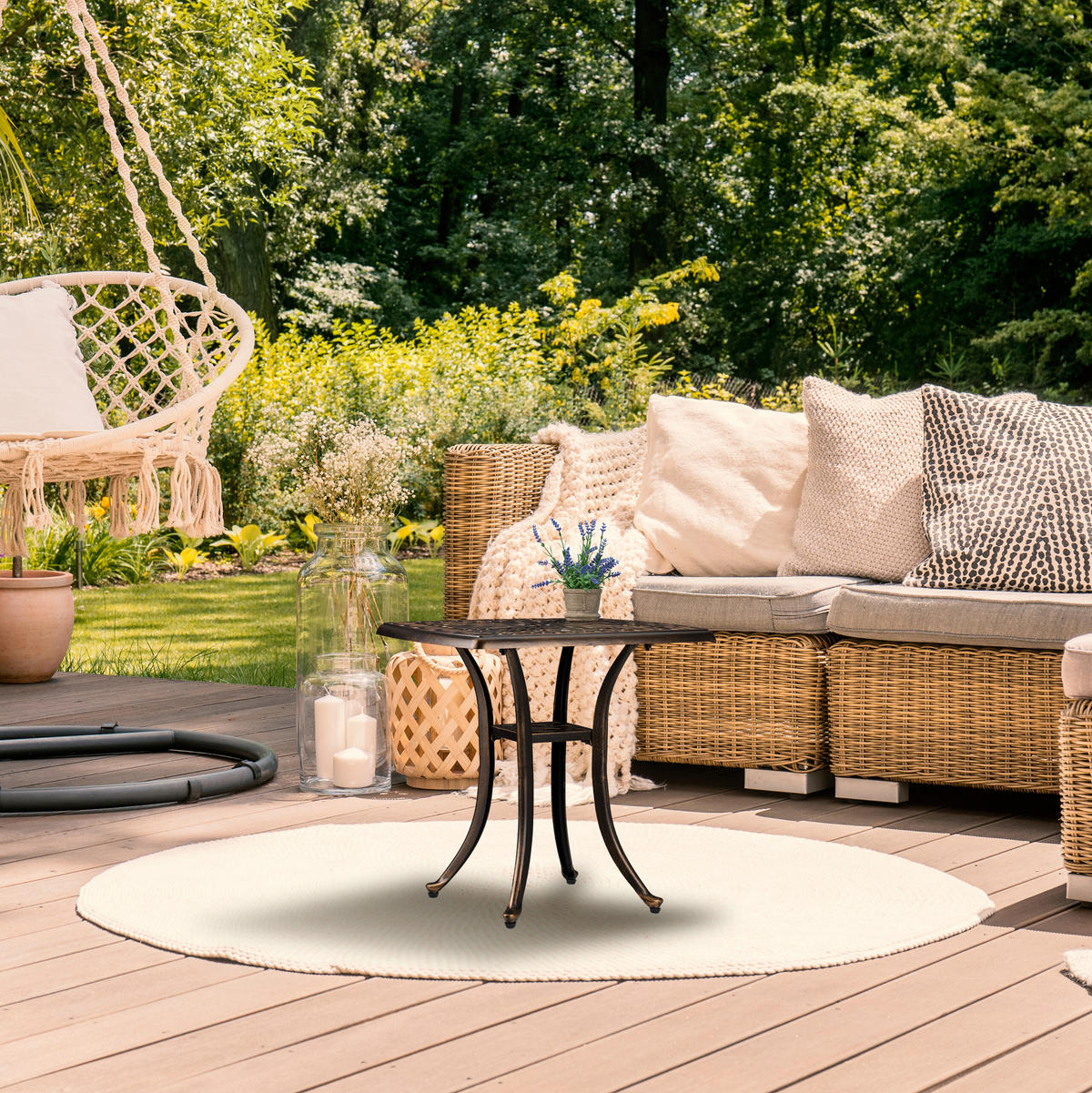 GARTENTISCH - Multicolor, Kunststoff/Metall (53.5/53.5/53cm) - Relaxdays