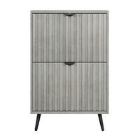 SCHUHSCHRANK mit Klappen 60 cm in Grau, platzsparend mit Rillenfront - Grau, Holzwerkstoff (60/94/24cm) - BEAOK