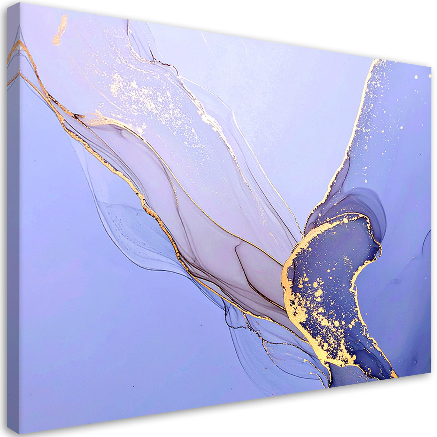 LEINWANDBILD, Blaue Abstraktion mit goldenen Linien - Blau, Textil (90/60cm) - Feeby