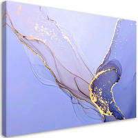 LEINWANDBILD, Blaue Abstraktion mit goldenen Linien - Blau, Textil (90/60cm) - Feeby