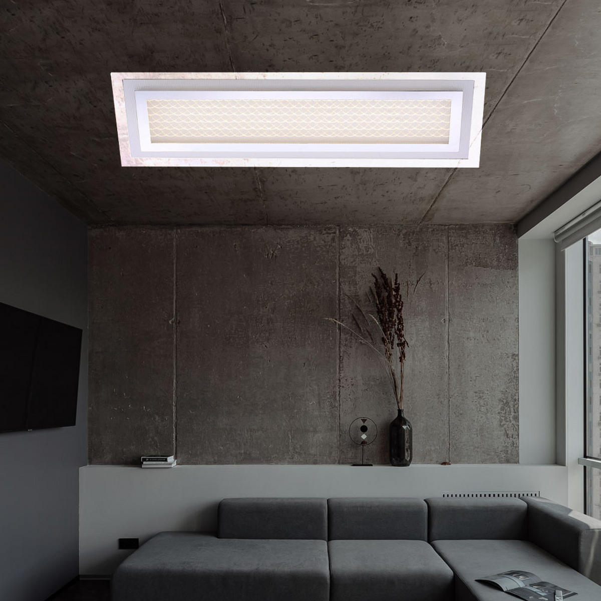 LED DECKENLEUCHTE Aluminium Chrom Silber - Silberfarben, Glas (68/22/8cm)